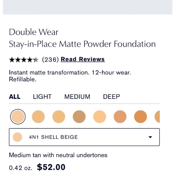 Estee Lauder Double Wear Stay-in-Place Matte Powder Foundation 4N1Shell Beige NW - Picture 9 of 9